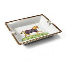 Hermes Paris Ashtray Horse Pattern Plate Tray Porcelain N/Box jp picture