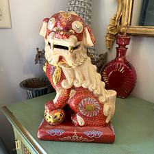 Antique Foo Fu Dog Gold Gilt Statue Japanese - Kutani- porcelain - intricate picture