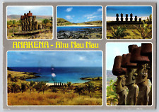 Anakena Ahu Nau Nau Rapa Nui Chile Isla De Pascua Easter Island Posted Stamp picture