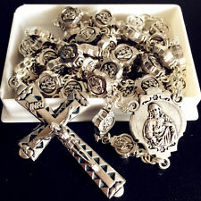 SILVER Italy Catholic Our Lady Of Mary baby Rosary Crucifix Cross necklace box picture