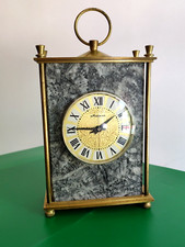 Rare Lux Vintage Clock Granite Stone Brass MOLNIJA 5 days dial mechanical Mantel picture