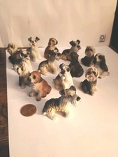 Lot of 11 Miniature Dog Figurines, Mixed Breeds and Materials picture
