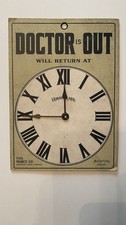 Vintage Marcy Co Doctor Is Out / In Veracolate Clock Cardboard Door Sign picture