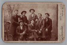 1890s Cabinet Photo 7 Men Smoking Cigars Hats Spracklen Webb City MO picture