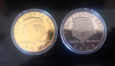 President Trump TAKE AMERICA BACK Metal Coin 2 pc Commemorative Gold/Silver2024 picture