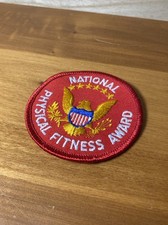 Vintage National Physical Fitness Award Patch Red Embroidered Presidential Seal picture