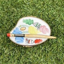 Rochard Limoges France Paint Board and Brush Trinket Box 3” picture