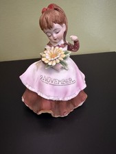 Vintage Lefton November Girl Figurine KW4200 Hand Painted Japan Birth Month picture