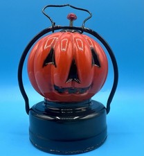 Vintage Wales Hong Kong Plastic & Metal Jack-O-Lantern Works Halloween Pumpkin picture