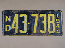 North Dakota ND License Plate 1944 ND 43-738 1944 Short 12