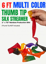 6' Ft MAGIC RAINBOW SILK STREAMER Thumb Tip Trick 72