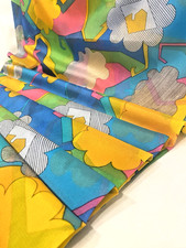 Vintage 60s 70s CHARTER Fabric SHEER Bold Retro Flower Power 44”W X 2yds & 7” picture