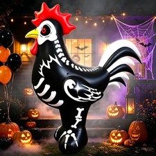 6.4FT Halloween Inflatable Skeleton Rooster, Blow Up Chicken Yard Decoration picture