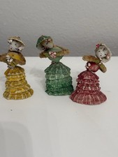 Vintage Seashell Lady Figurines Set of 3 Handmade Shell Art Miniatures Japan picture