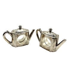Godinger Silver Co- Teapot Napkins Ring Holder set of 2 picture