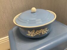 Vintage Cameo By Harker Covered Dish Blue & White 8 Cups W/ Lid picture