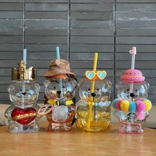 2025-2026 New Starbucks Cute Bearista Bear Tumbler Glass Straw Cups Limited Gift picture