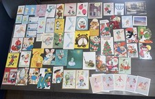 A6 40-80s 65 GREETING CARDS EPHEMERA NEW BABY EASTER CHRISTMAS FLOCKED NAVAJO picture