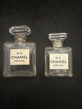 2 Vintage Chanel No 5 Perfume Mini Bottle Empty 15 ml 7.5ml Glass Stopper Rare picture