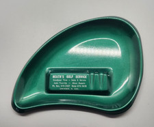 Vintage Gwinner  N. Dak Heath's Gulf Service Tin Green  Ashtray Nice Condition picture