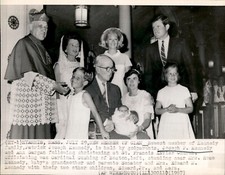 LD287 1967 Wire Photo NEW MEMBER OF CLAN Joseph P Kennedy Ted Rose Christening picture