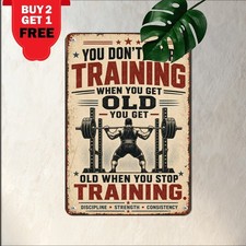 Never Stop Training Fitness Sign Inspiring Athletic Bodybuilding Metal Plaque picture