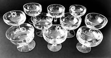 Vintage Lot of 10 Etched Crystal Stemmed Dessert, Custard, or Fruit Cups Glasses picture