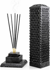 Handmade Marble Black Soapstone Incense Burner, 3X3X11 In picture