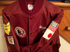 1970 USAF*MISAWA AIR BASE*JAPAN*SATIN JACKET SECURITY SERVICE MAPS,FLAGS,MT.FUJI picture