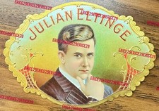 Julian Eltinge Actor (1881 – 1941) Gold Foil Lithograph Die Cut Cigar Box Label picture