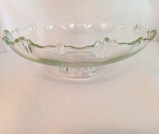 Indiana Glass Village Guild Clear Glass Footed Centerpiece Center Bowl 12
