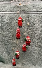 Vintage Mid-Century Glass Miniature Santa Claus Ornaments Mobile - NIB picture