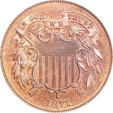 1871 2c Proof Two Cent Piece Nice Proof Nice Eye Appeal Nice Strike picture