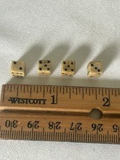 Antique Hand Cut Bone Dice Set of 4 Black Pips Primitive Vintage Gaming Dice picture