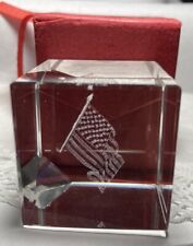 Patriotic Paperweight - 3D Laser Etched Crystal - American Flag picture