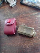 DUX Adjustable Brass Pencil Sharpener Germany with Leather Case Vintage, NR picture