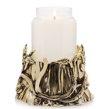 Yankee Candle Enchanted Tree Jar Candle Holder Brass Vines Fall Leaves Woodland picture