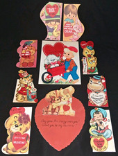 Vintage Die Cut Valentine's Day Card Lot 1950s 1960s Children & Animals picture