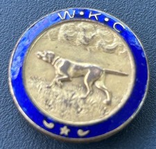 Vintage Westminster Kennel Club WKC Logo Enamel Dog Collar Badge Medal 3/4” picture