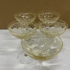 5 Fostoria June Topaz Yellow Low Champagne Sherbet VTG Crystal Glasses  picture