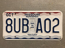 MISSOURI LICENSE PLATE RED/WHITE/BLUE BICENTENNIAL RANDOM LETTERS/NUMBERS FAIR picture