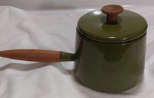VTG MCM 1969 Copco by Michael Lax Avacado Green Enamel Saucepan Teak Handles picture