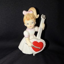Vintage Lefton 1963 Valentine Girl Playing Cello Figurine picture