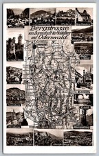 Bergstrasse Darmstadt Heidelberg Map Germany Vintage Postcard RPPC picture