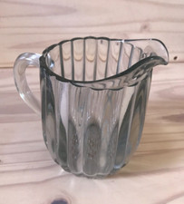 Vintage Pitcher Heavy Clear Glass Juice Pitcher Ribbed Hobnail Bottom 17 ounces picture