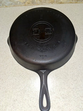 Griswold Cast Iron Skillet #8 Model 704 Erie PA USA Long Handle Black picture