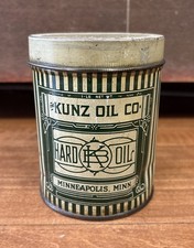 Vtg 1930s Kunz Oil Co Hard Oil Can 1 Lbs Grease Can Oil Can Tin Minneapolis MN picture