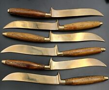 Antique Rosewood Bronze and Wood Set of 6 Steak Knife Thailand Rare  picture