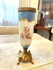 Antique Porcelain Portrait Vase Carl Larsen Gilt Ormolu Sevres Celeste Blue 13” picture