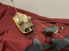 Williraye Studios Southern Flight WW2405 Vtg Folk Art Santa Geese Sled picture